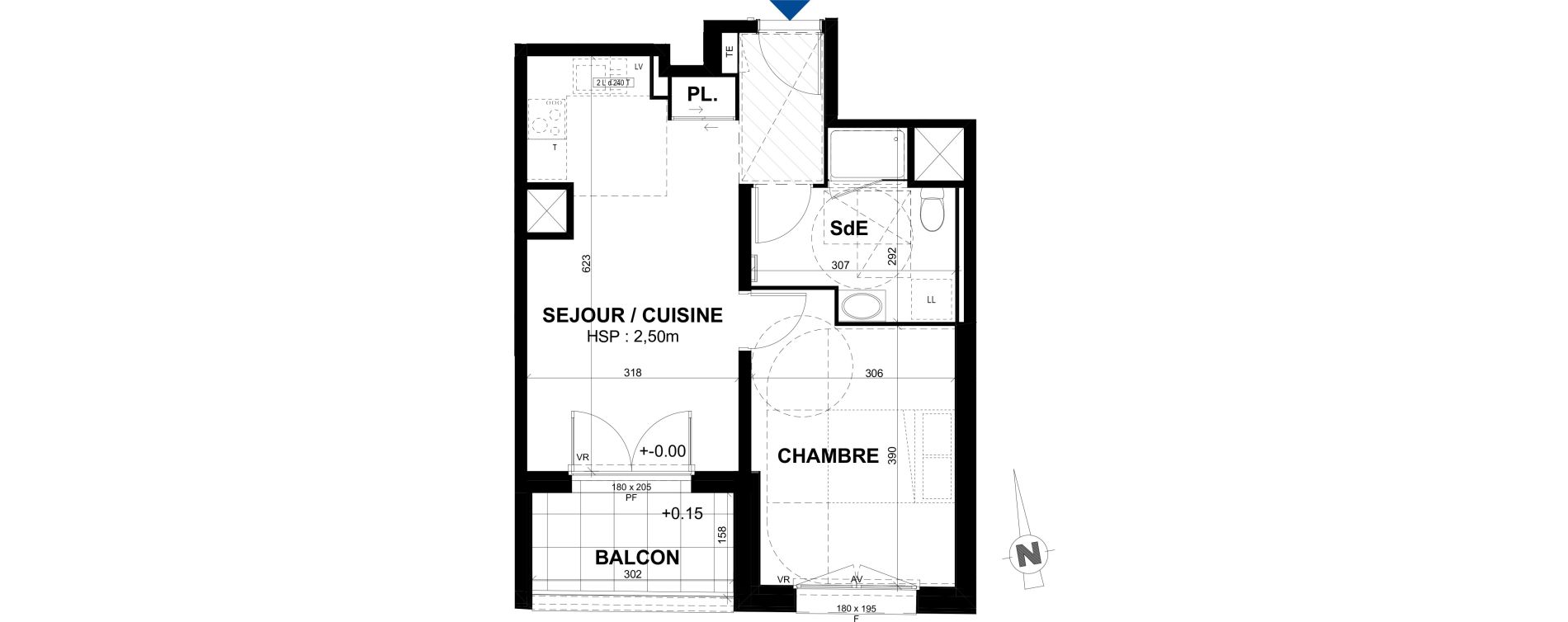 Appartement T2 de 40,49 m2 &agrave; Rennes Br&eacute;quigny
