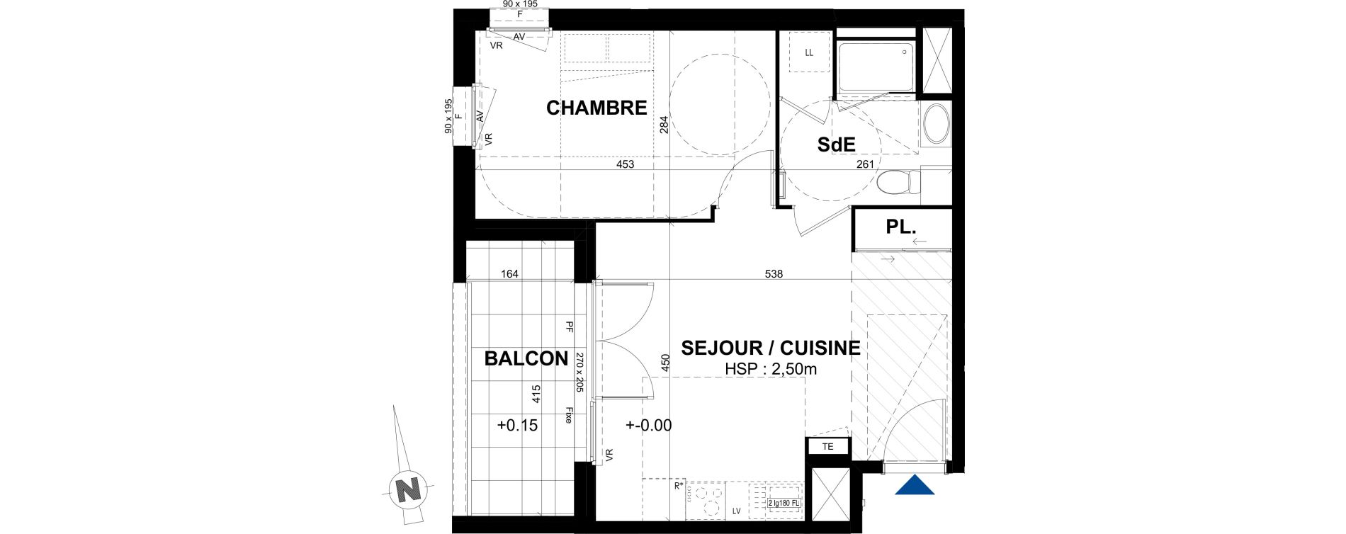 Appartement T2 de 41,27 m2 &agrave; Rennes Br&eacute;quigny