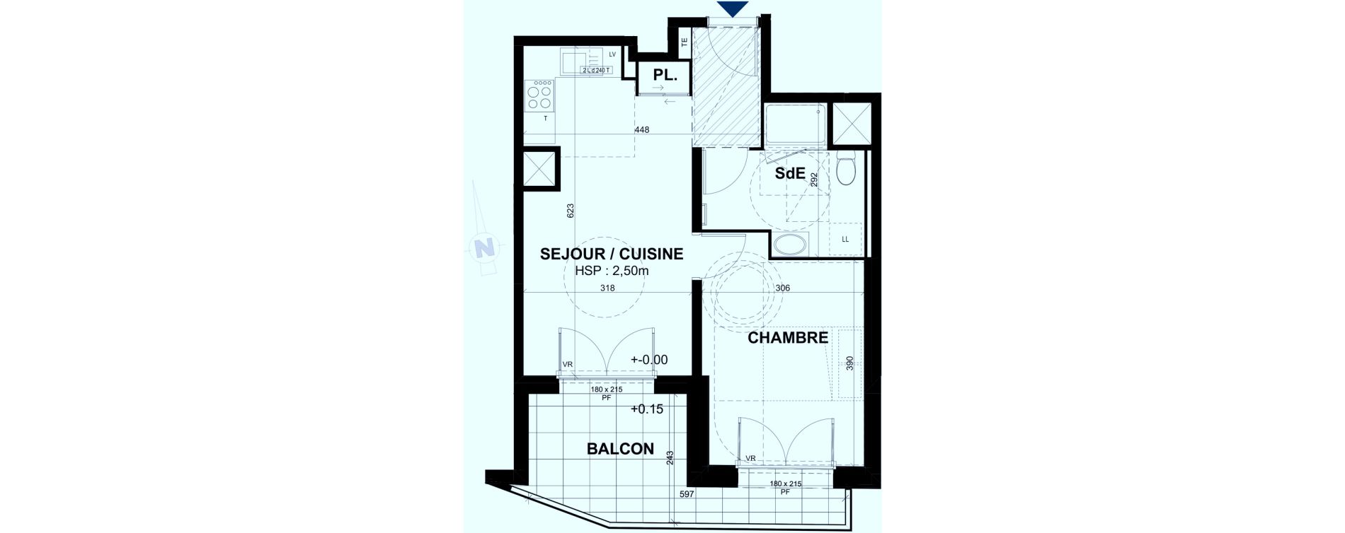 Appartement T2 de 40,47 m2 &agrave; Rennes Br&eacute;quigny