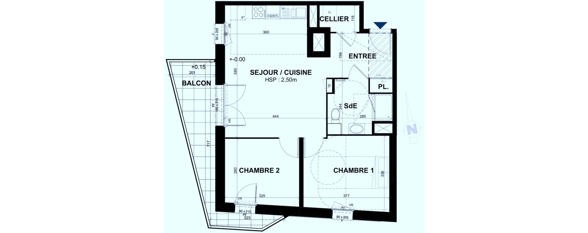 Appartement T3 de 58,95 m2 &agrave; Rennes Br&eacute;quigny