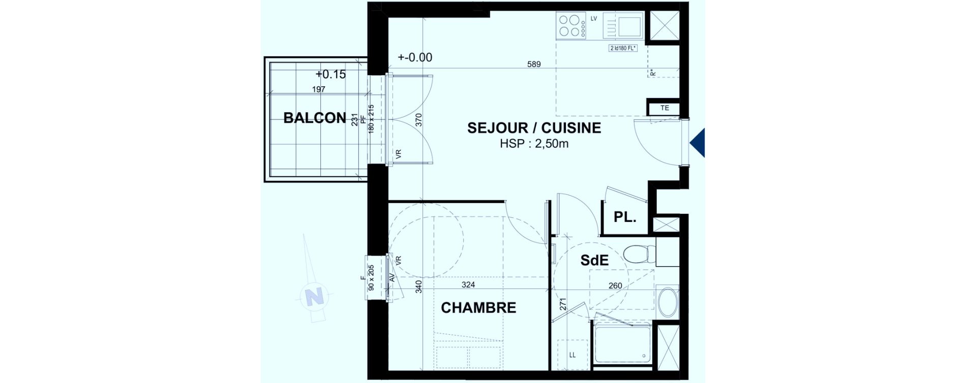 Appartement T2 de 39,85 m2 &agrave; Rennes Br&eacute;quigny