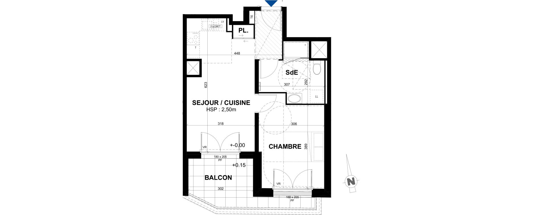 Appartement T2 de 40,48 m2 &agrave; Rennes Br&eacute;quigny