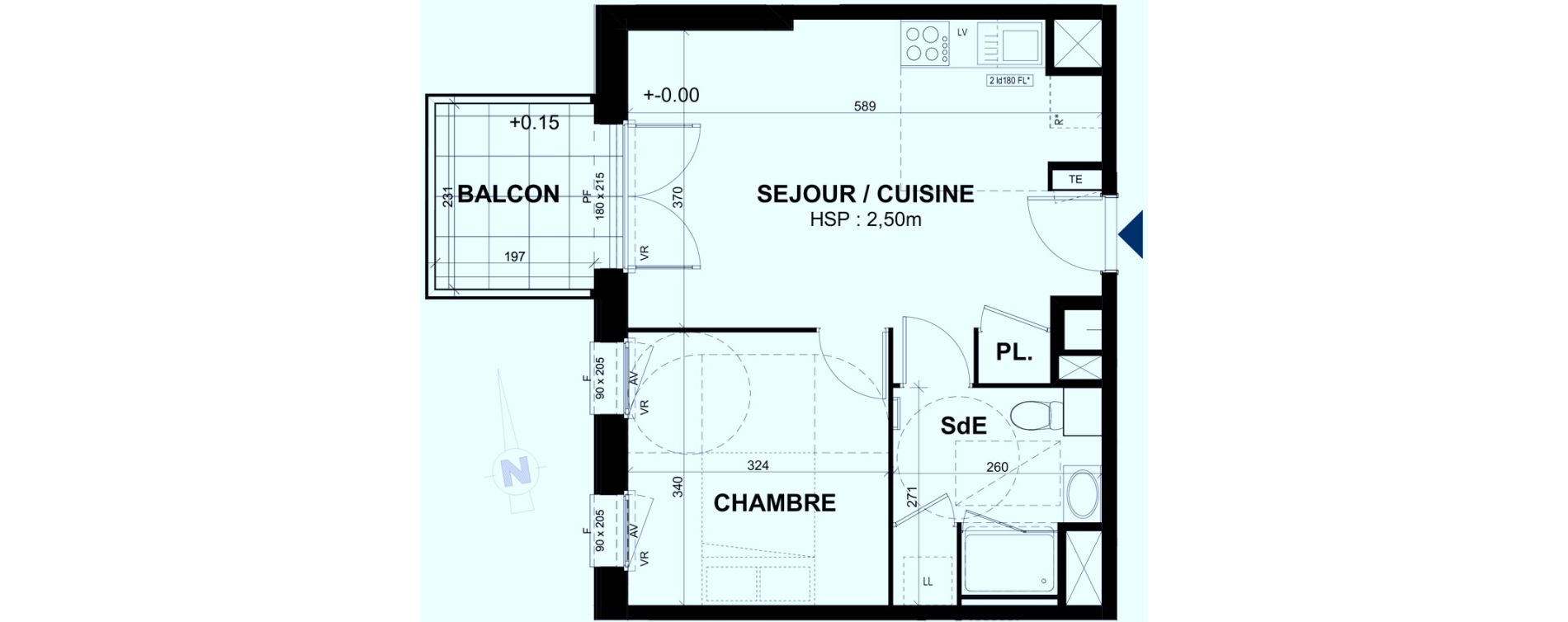 Appartement T2 de 39,85 m2 &agrave; Rennes Br&eacute;quigny
