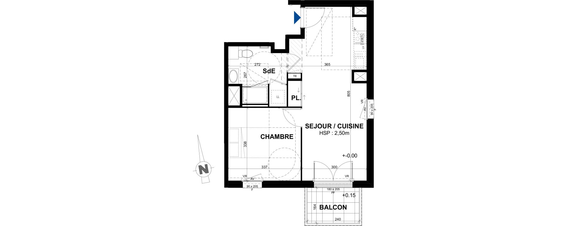 Appartement T2 de 42,81 m2 &agrave; Rennes Br&eacute;quigny