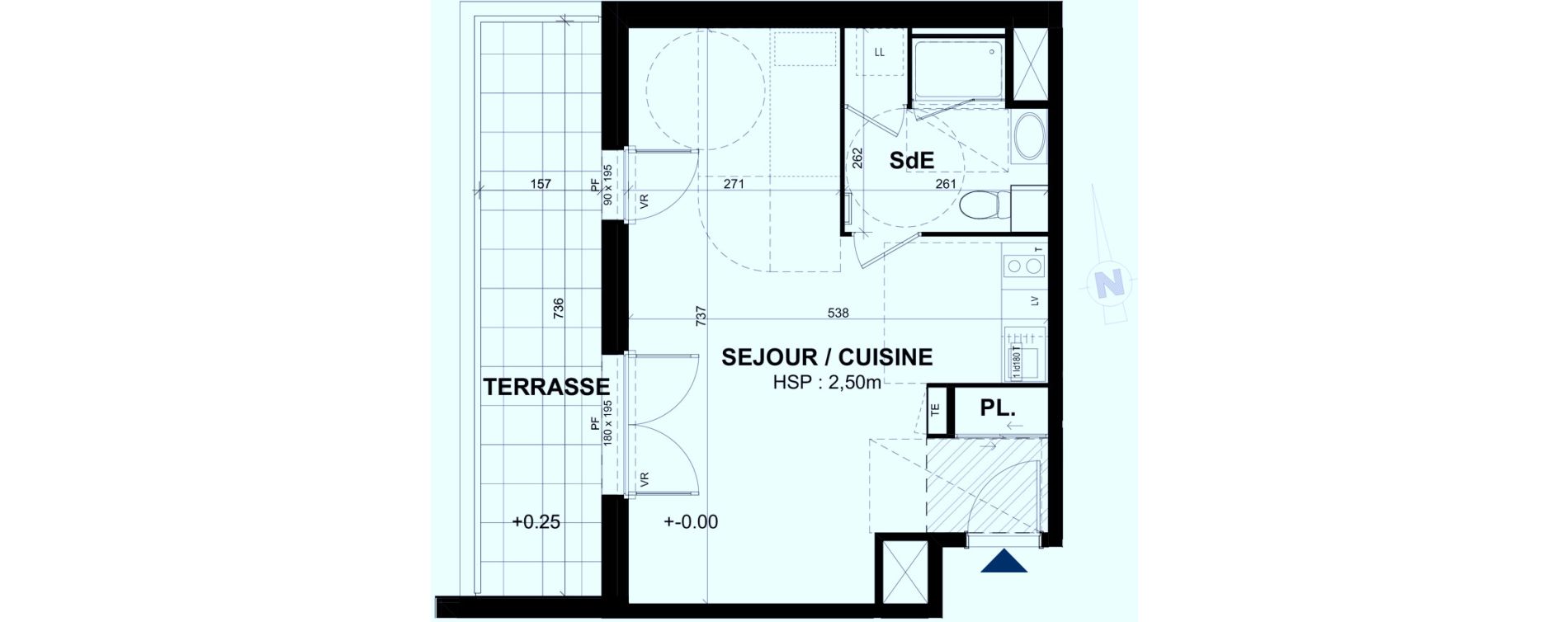 Appartement T1 de 36,17 m2 &agrave; Rennes Br&eacute;quigny