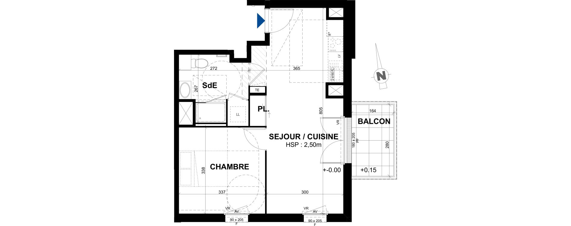 Appartement T2 de 42,81 m2 &agrave; Rennes Br&eacute;quigny