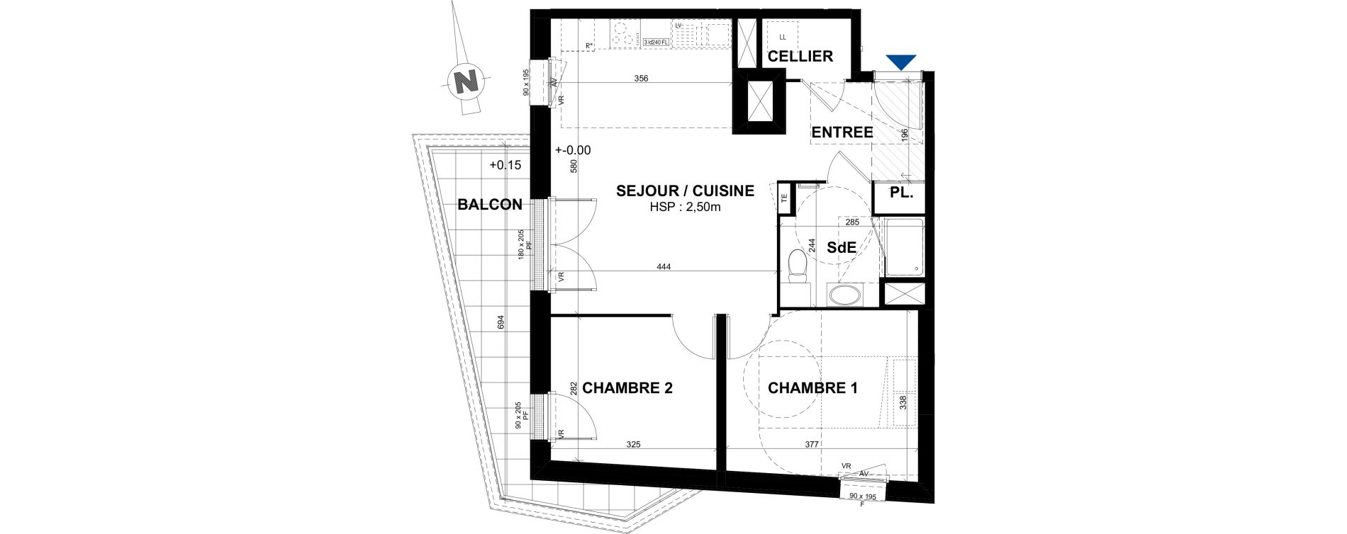 Appartement T3 de 58,98 m2 &agrave; Rennes Br&eacute;quigny