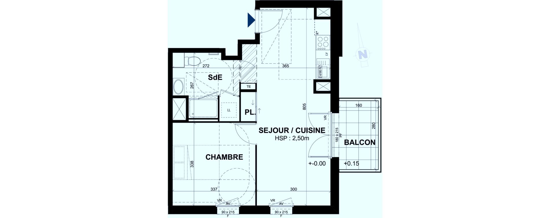 Appartement T2 de 43,03 m2 &agrave; Rennes Br&eacute;quigny