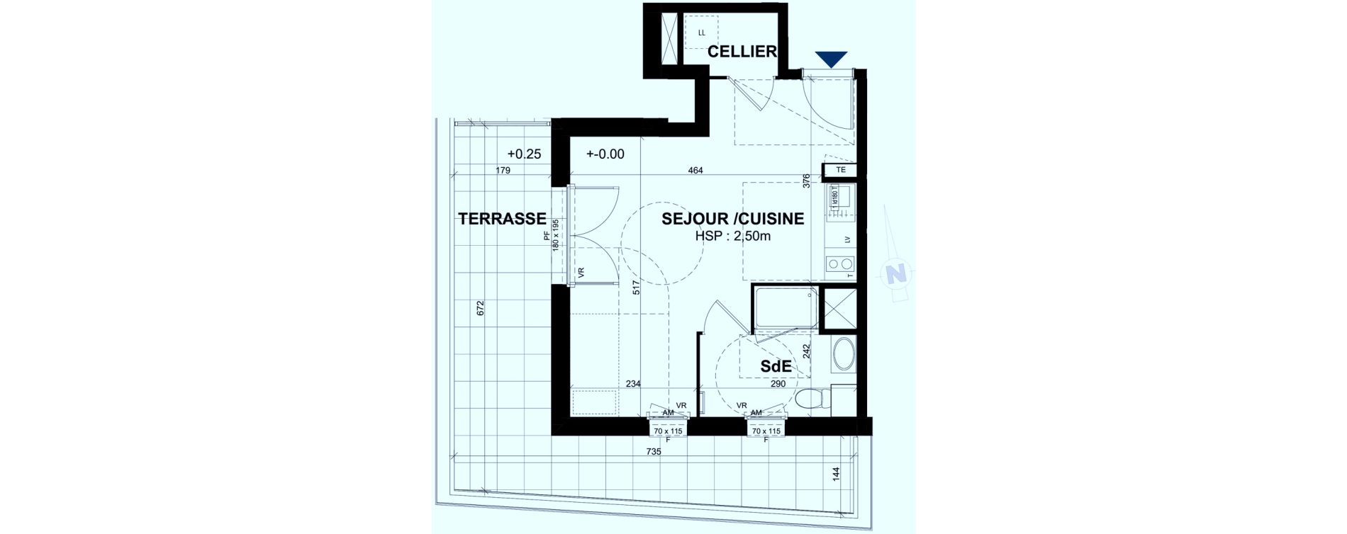 Appartement T1 de 31,03 m2 &agrave; Rennes Br&eacute;quigny