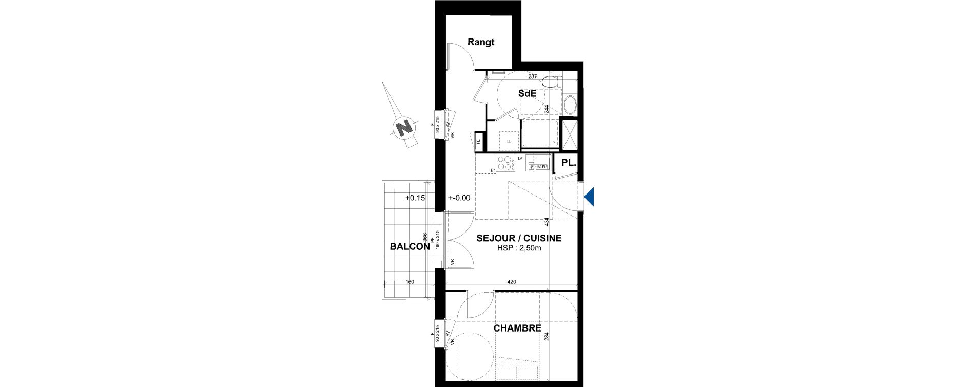 Appartement T2 de 43,23 m2 &agrave; Rennes Br&eacute;quigny