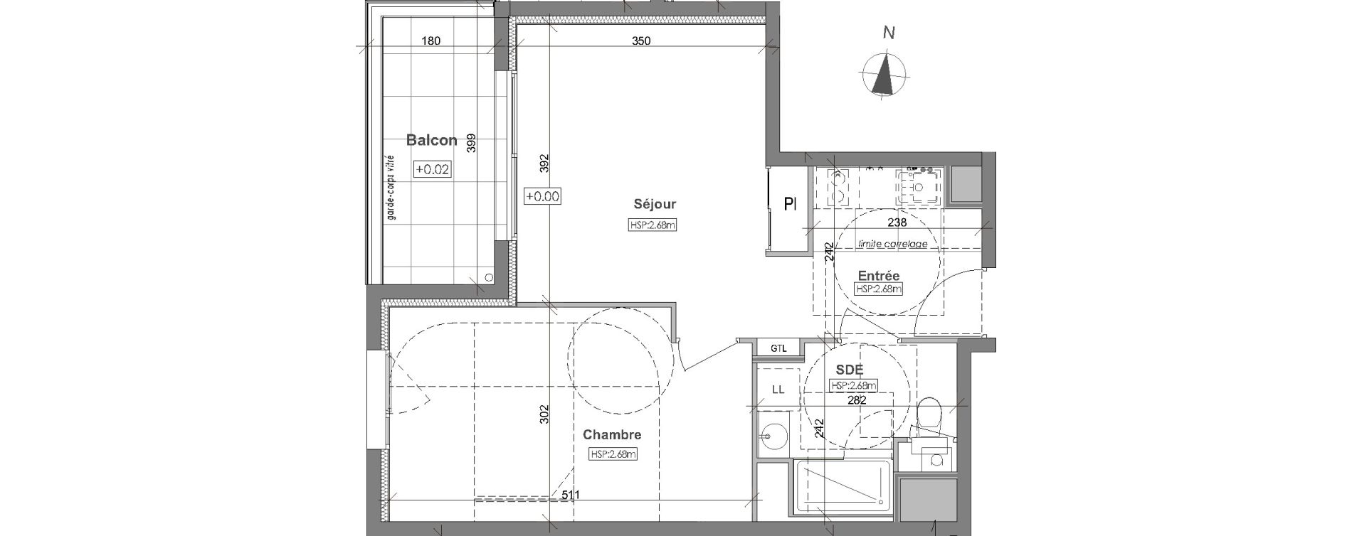 Appartement T2 de 41,35 m2 &agrave; Rennes Arsenal - redon