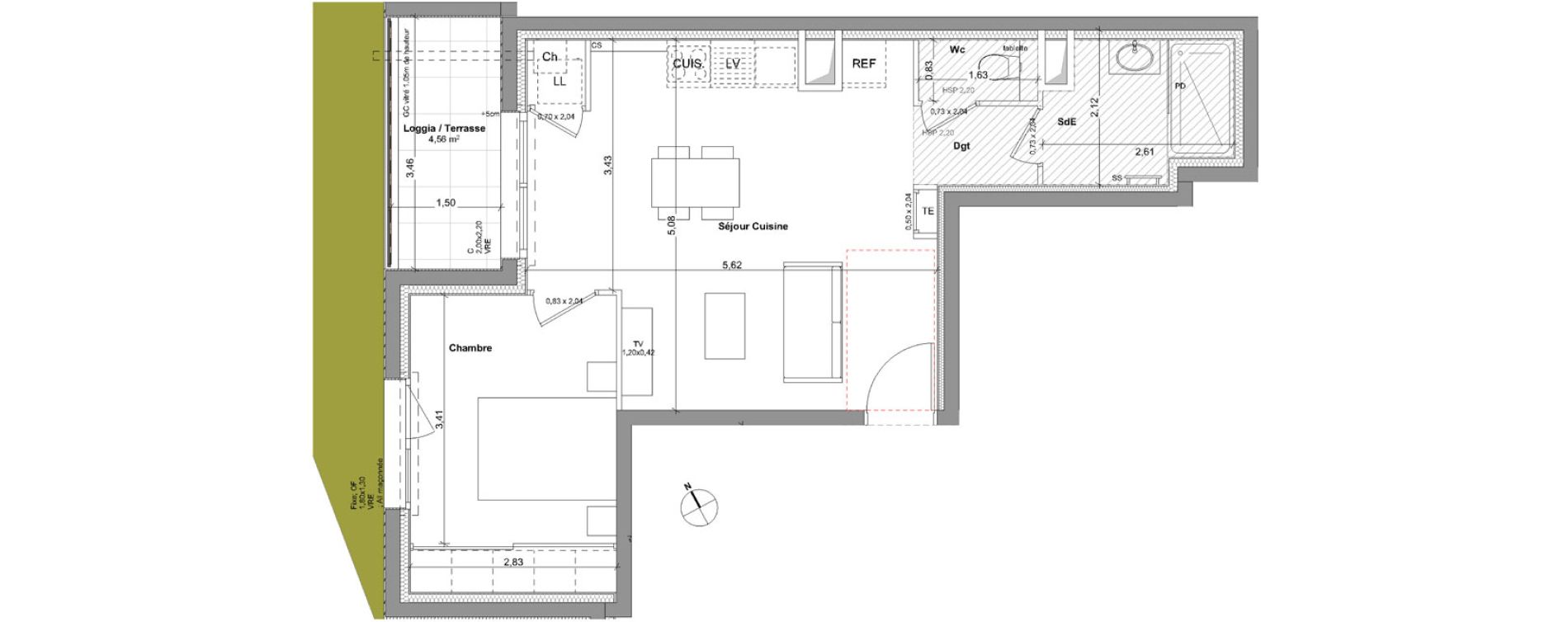 Appartement T2 de 44,30 m2 &agrave; Rennes Le landry