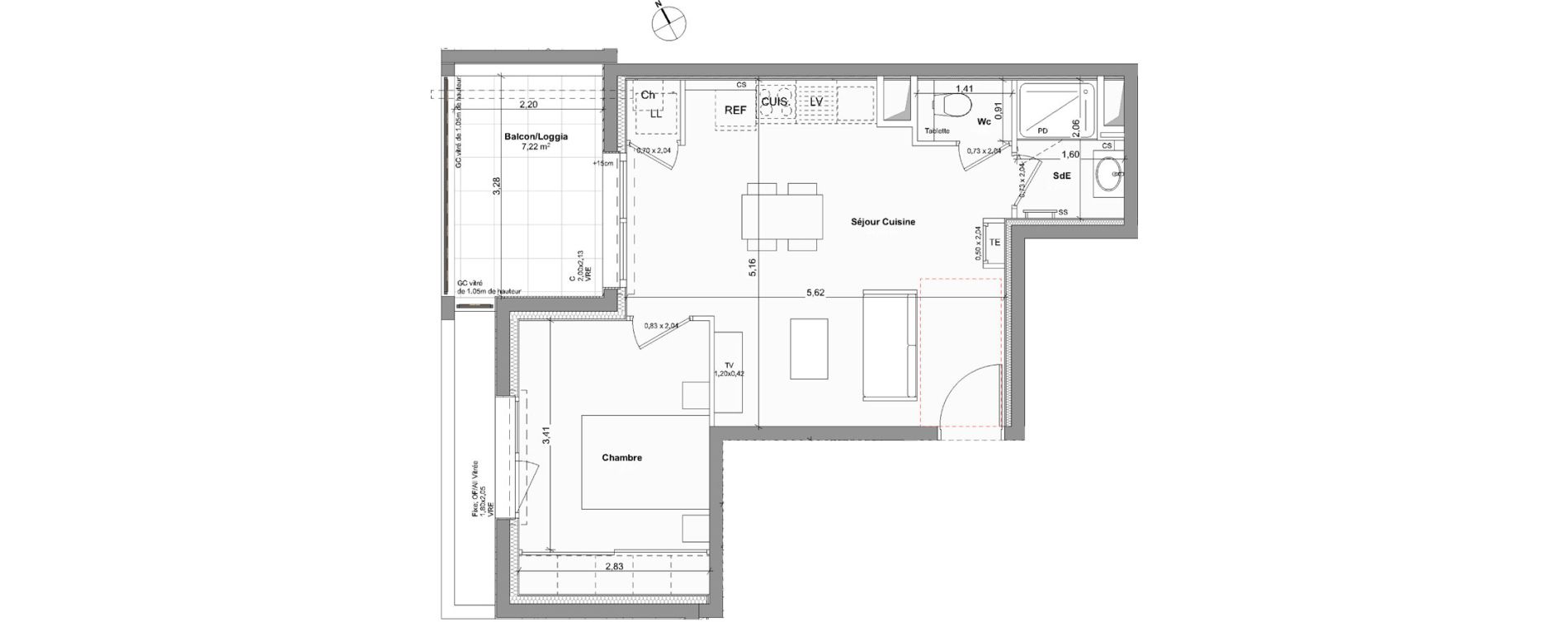 Appartement T2 de 40,72 m2 &agrave; Rennes Le landry