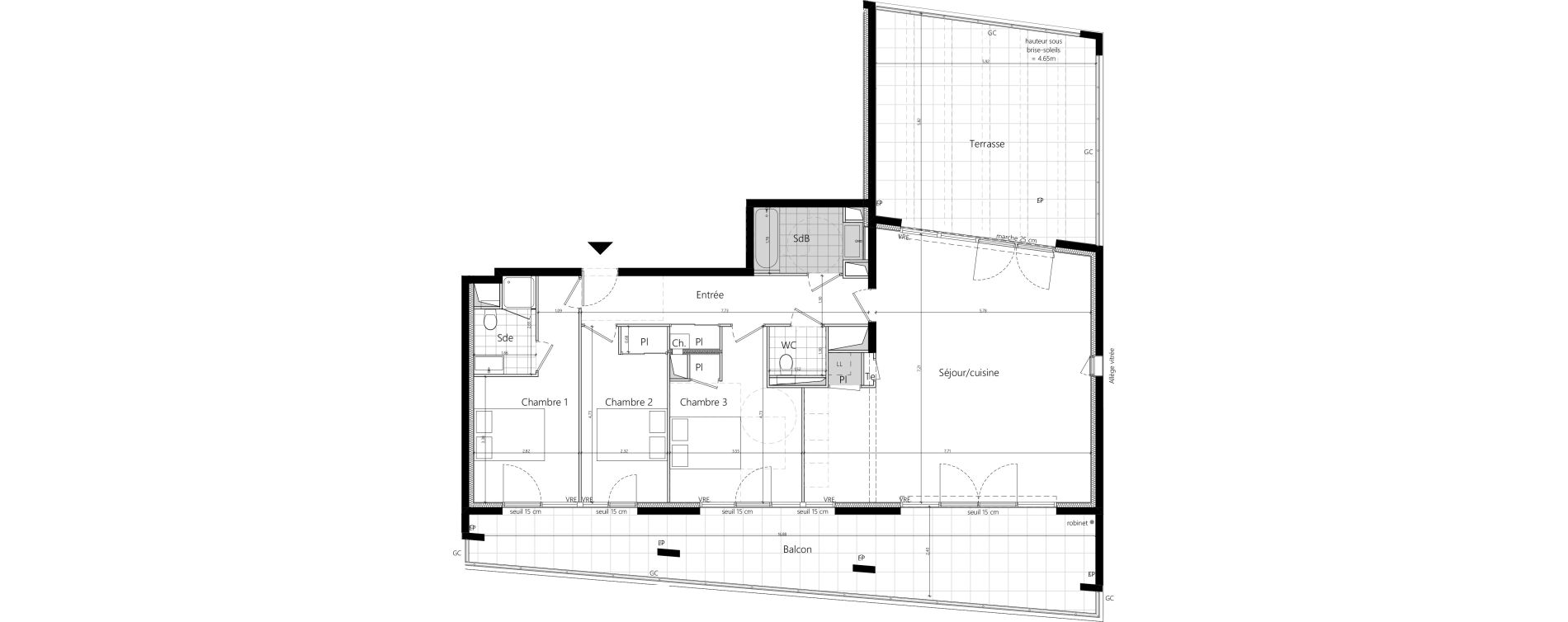 Appartement T4 de 105,73 m2 &agrave; Rennes Stade rennais