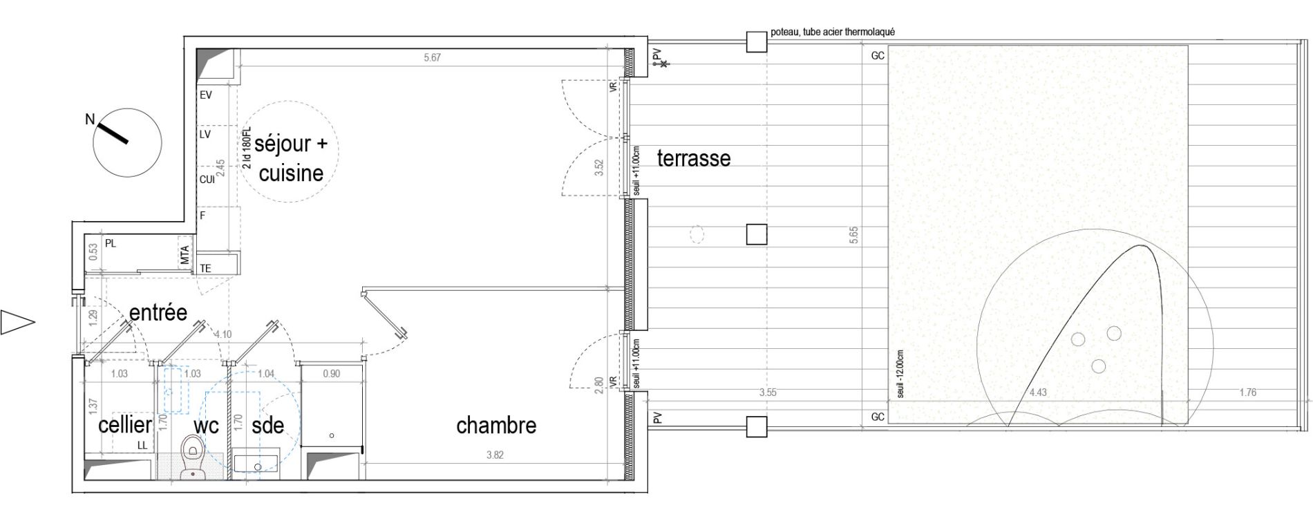 Appartement T2 de 44,28 m2 &agrave; Rennes Le landry