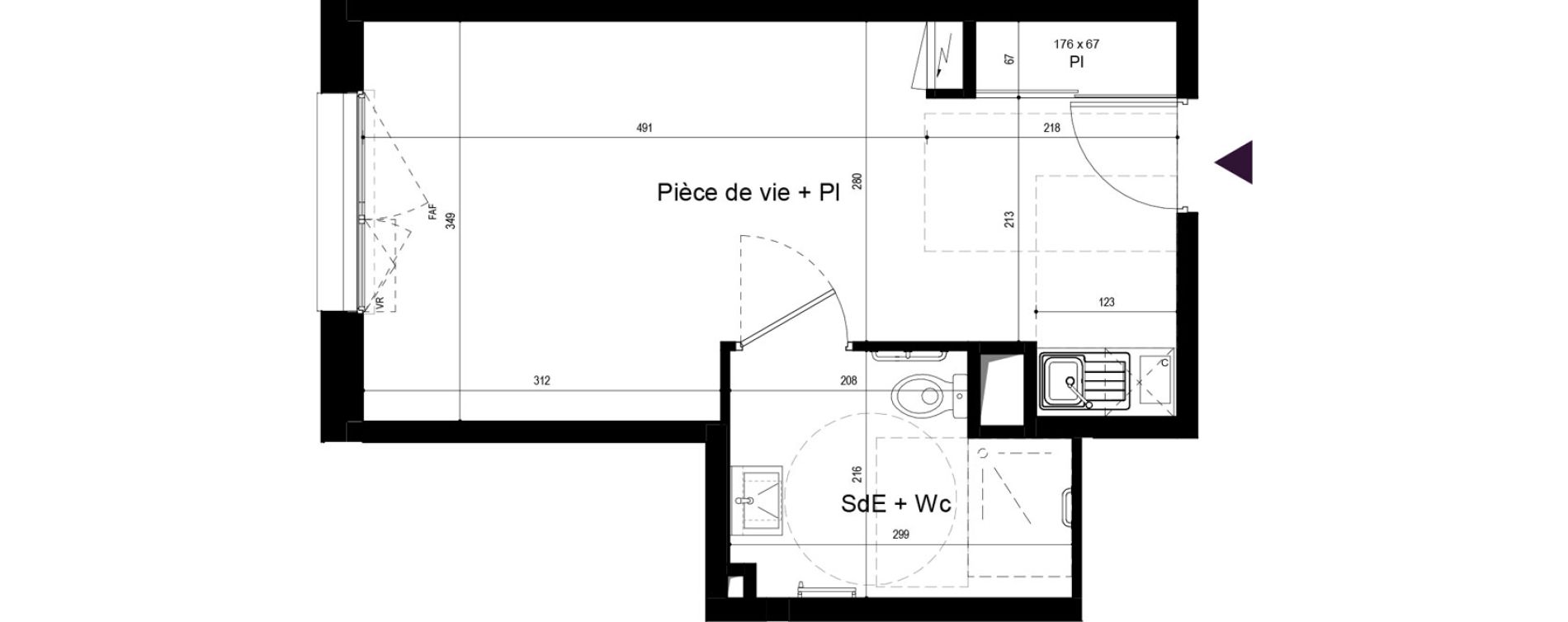 Appartement T1 meubl&eacute; de 28,22 m2 &agrave; Rennes Les gayeulles