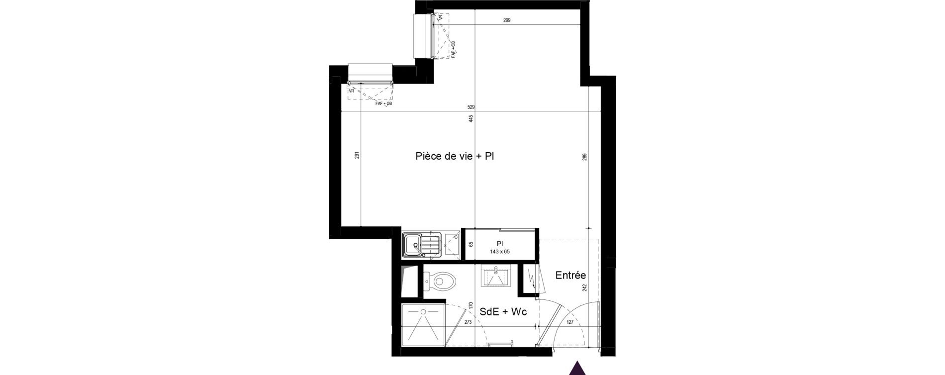 Appartement T1 meubl&eacute; de 28,83 m2 &agrave; Rennes Les gayeulles