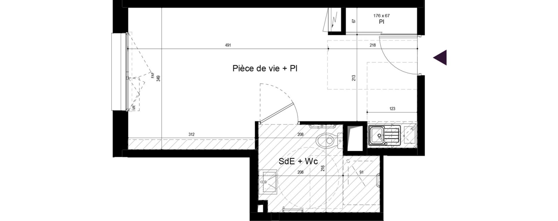 Appartement T1 meubl&eacute; de 28,22 m2 &agrave; Rennes Les gayeulles