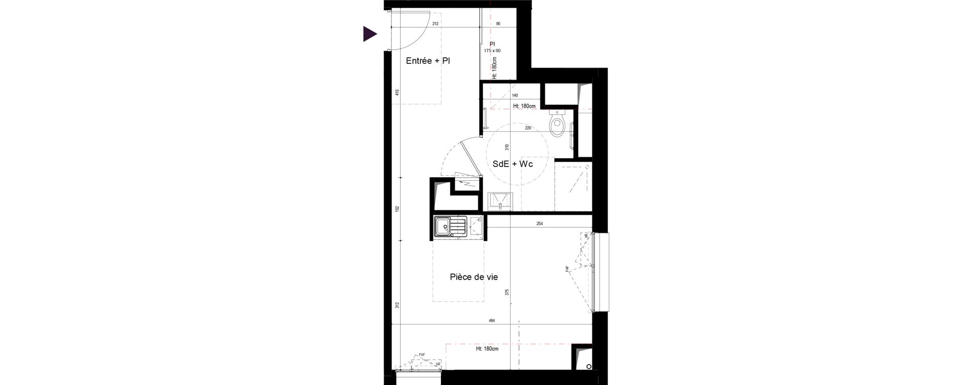 Appartement T1 meubl&eacute; de 31,78 m2 &agrave; Rennes Les gayeulles