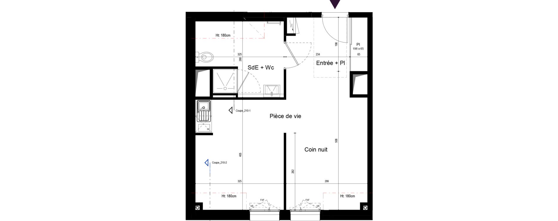 Appartement T1 meubl&eacute; de 37,84 m2 &agrave; Rennes Les gayeulles