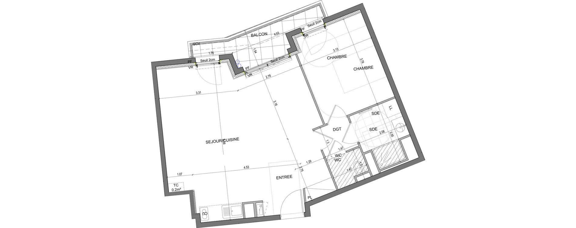 Appartement T4 de 90,22 m2 &agrave; Rennes Baud chardonnet