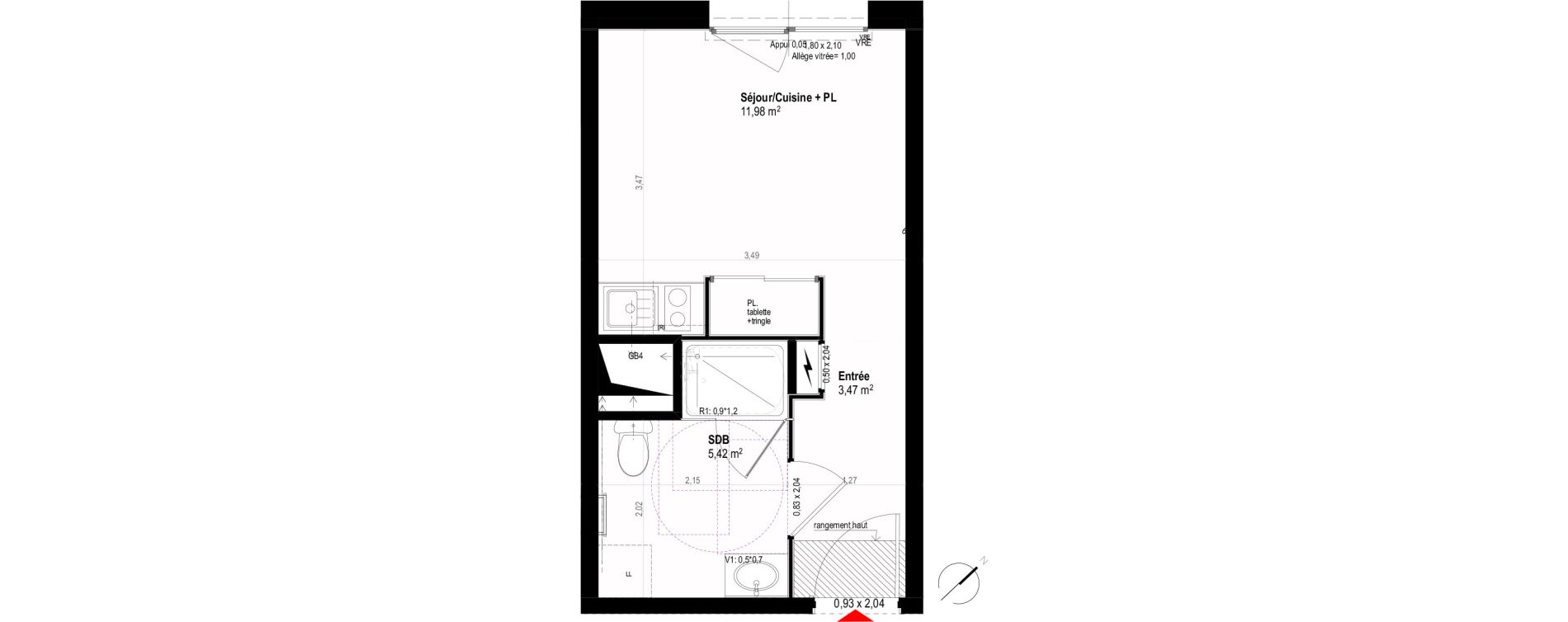 Appartement T1 de 20,88 m2 &agrave; Rennes Saint-martin