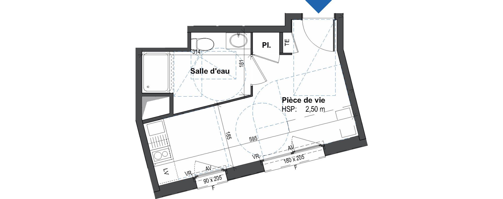 Appartement T1 de 20,50 m2 &agrave; Rennes Villejean