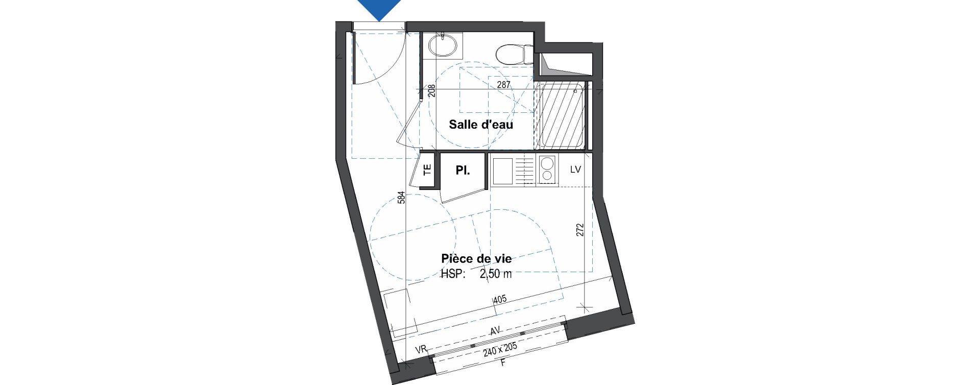 Appartement T1 de 21,18 m2 &agrave; Rennes Villejean