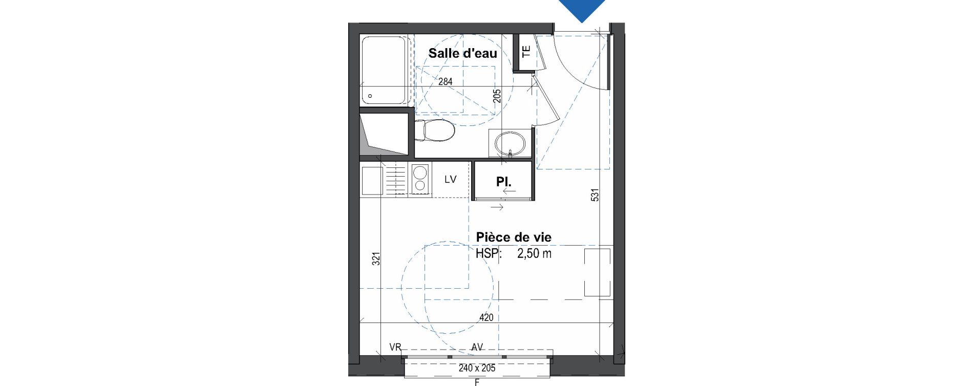 Appartement T1 de 20,95 m2 &agrave; Rennes Villejean