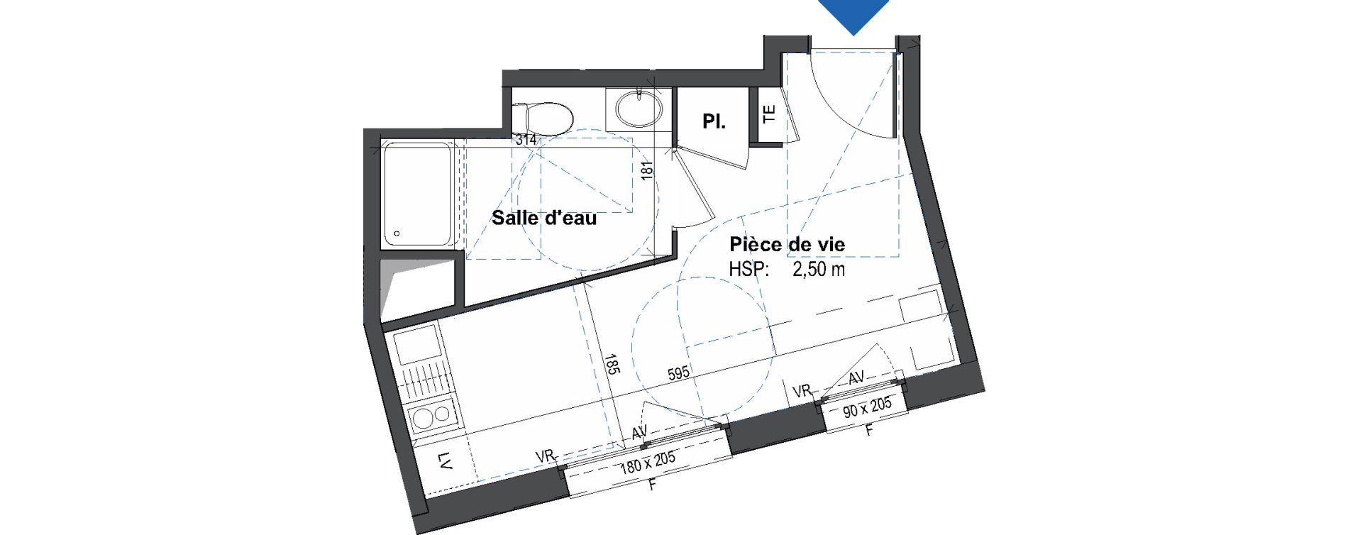 Appartement T1 de 20,50 m2 &agrave; Rennes Villejean