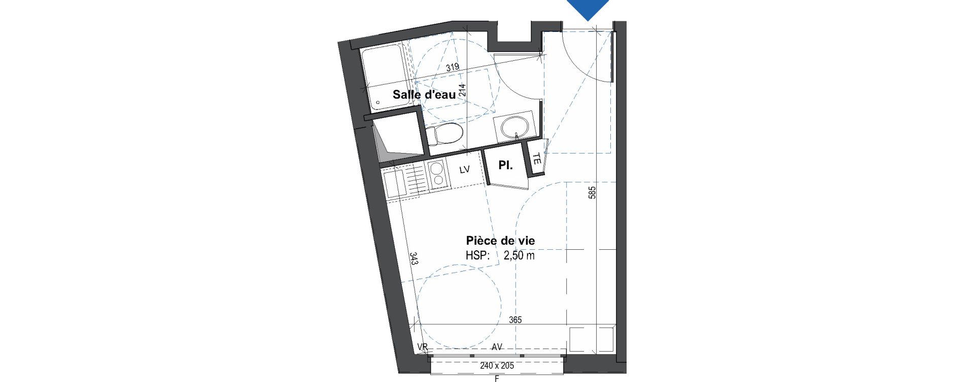 Appartement T1 de 22,47 m2 &agrave; Rennes Villejean