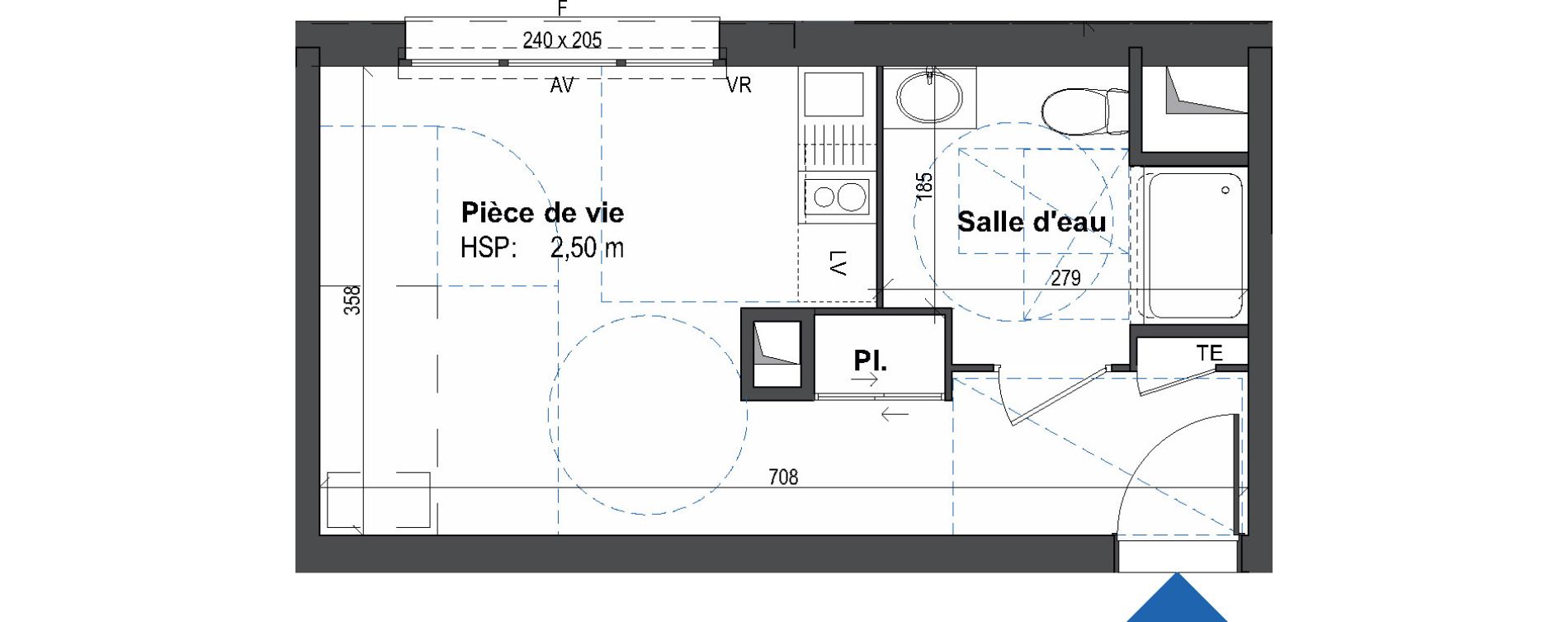 Appartement T1 de 23,66 m2 &agrave; Rennes Villejean