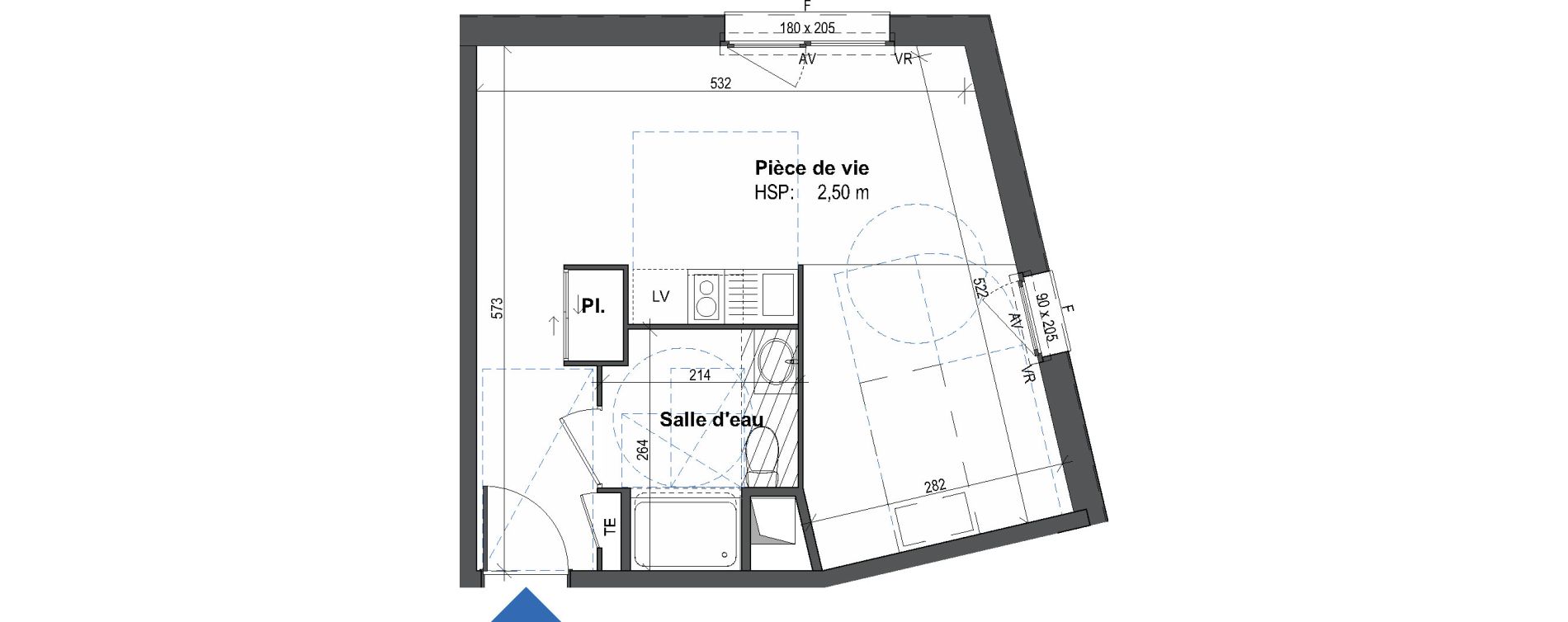 Appartement T1 de 31,89 m2 &agrave; Rennes Villejean