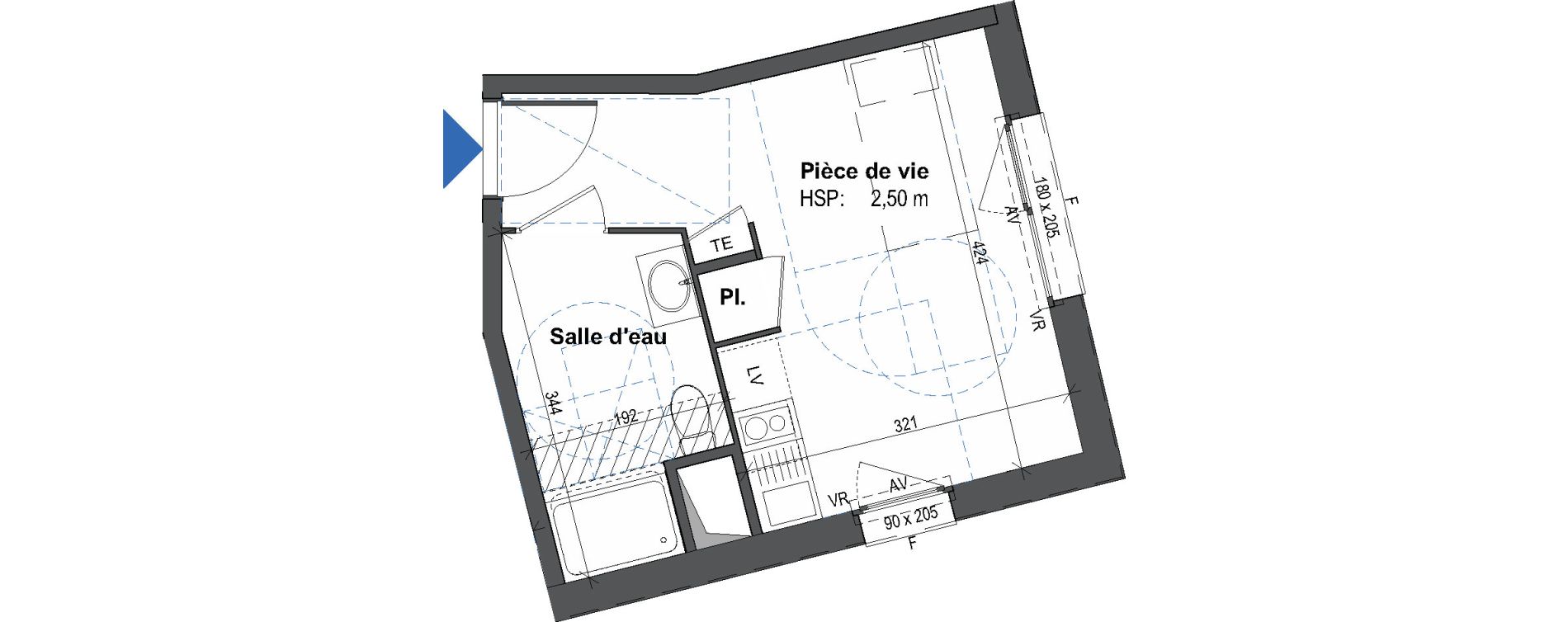 Appartement T1 de 21,15 m2 &agrave; Rennes Villejean