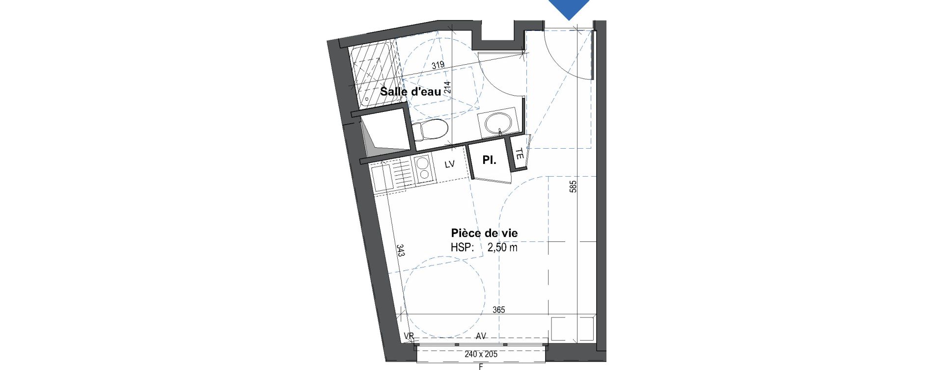 Appartement T1 de 22,44 m2 &agrave; Rennes Villejean