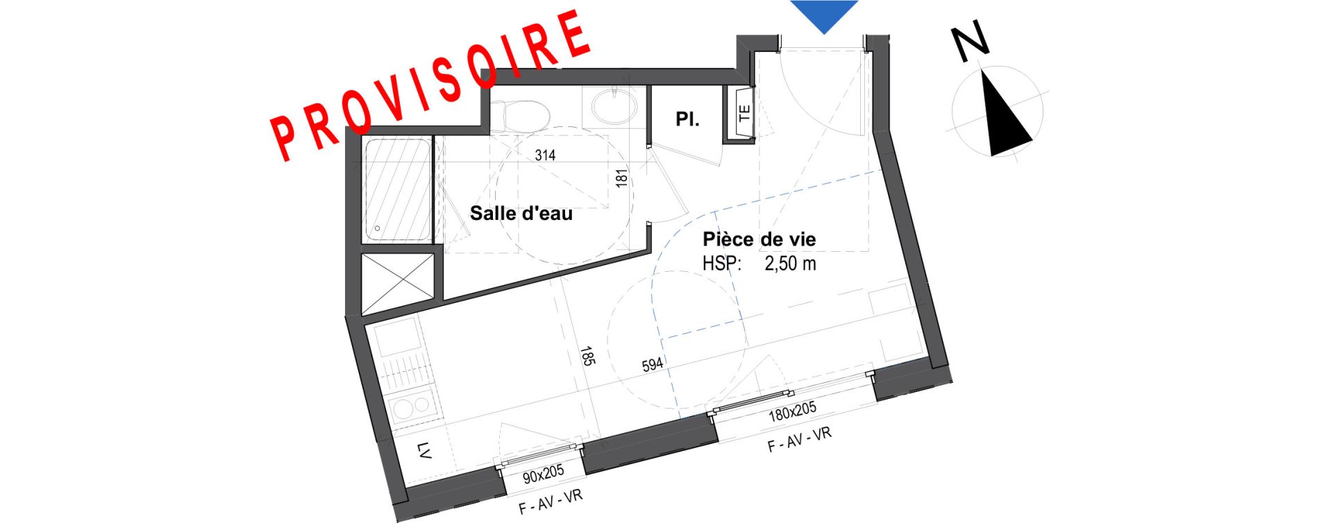 Appartement T1 de 20,52 m2 &agrave; Rennes Villejean