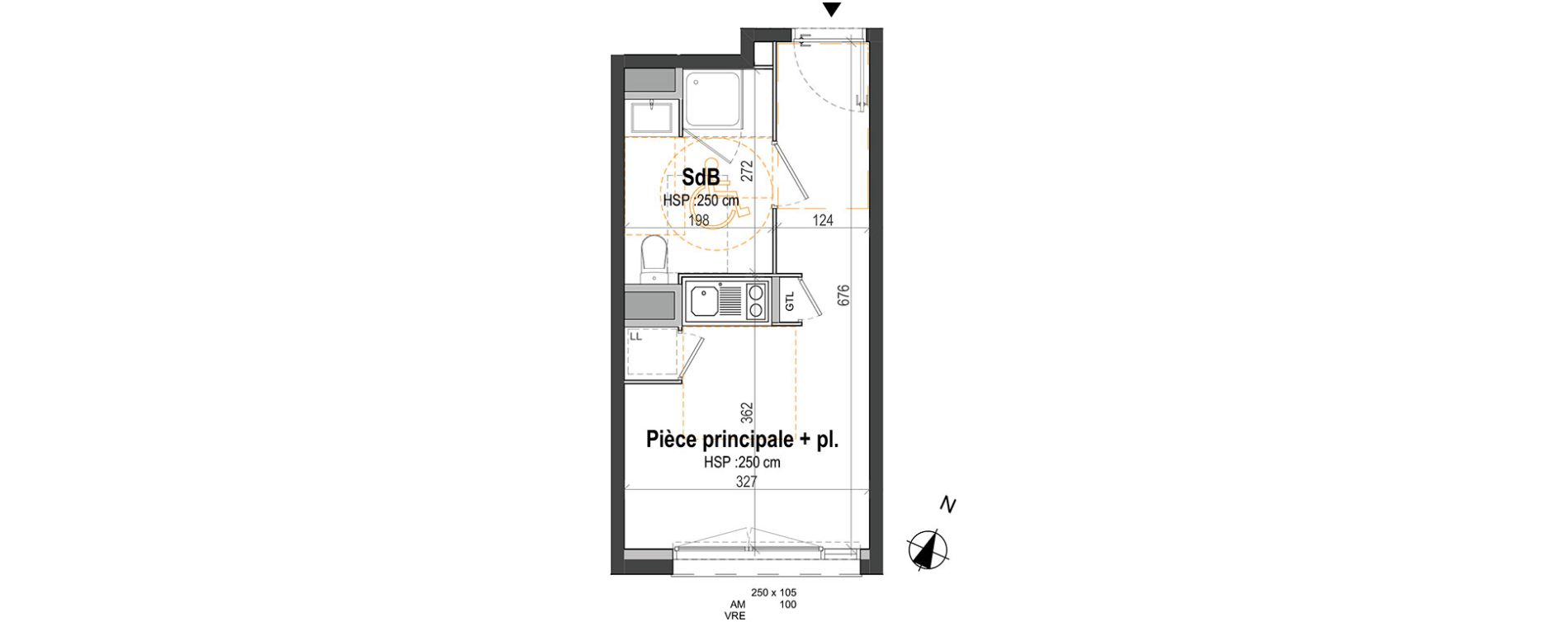 Appartement T1 de 20,05 m2 &agrave; Rennes Saint-martin