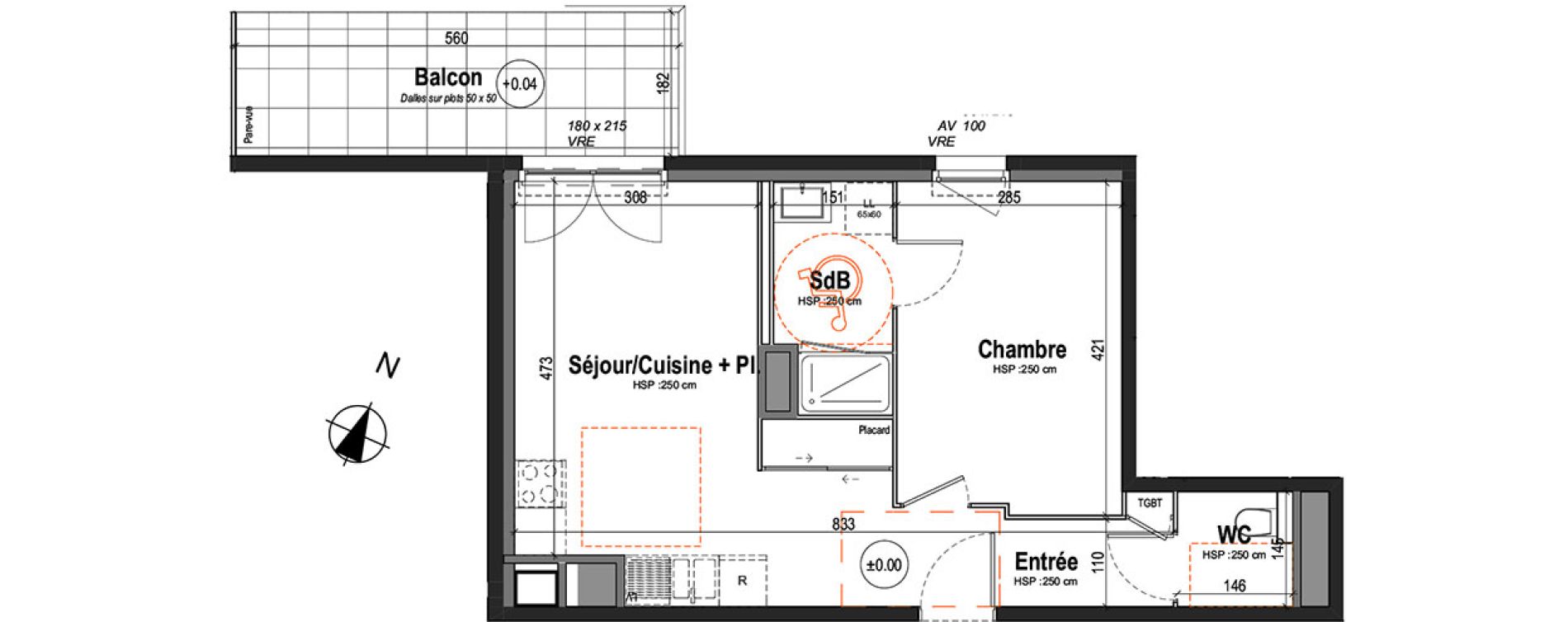 Appartement T2 de 41,80 m2 &agrave; Rennes Saint-martin