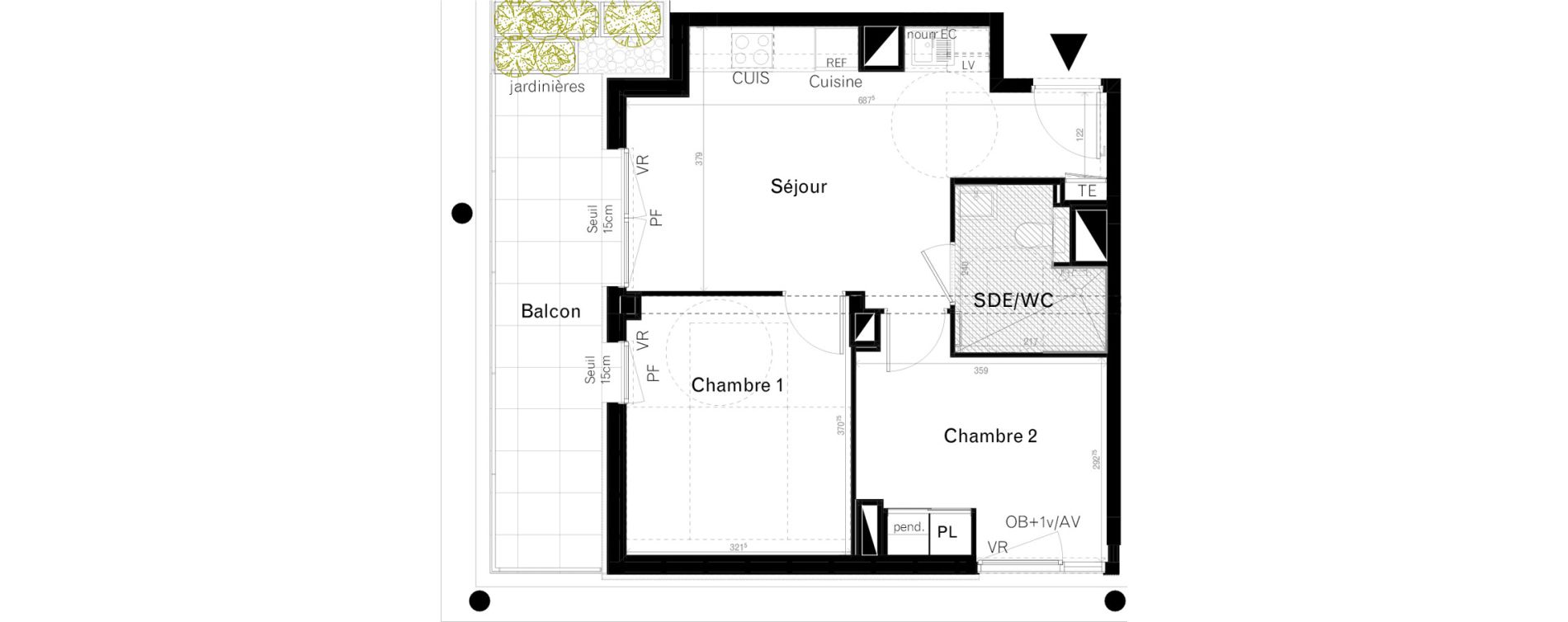 Appartement T3 de 46,70 m2 &agrave; Rennes Cleunay