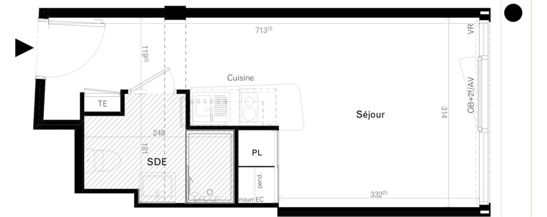 Appartement T1 de 20,70 m2 &agrave; Rennes Cleunay