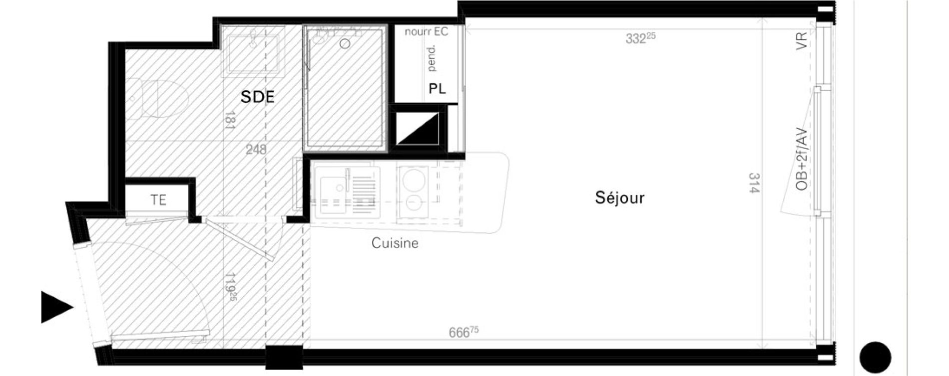 Appartement T1 de 19,70 m2 &agrave; Rennes Cleunay