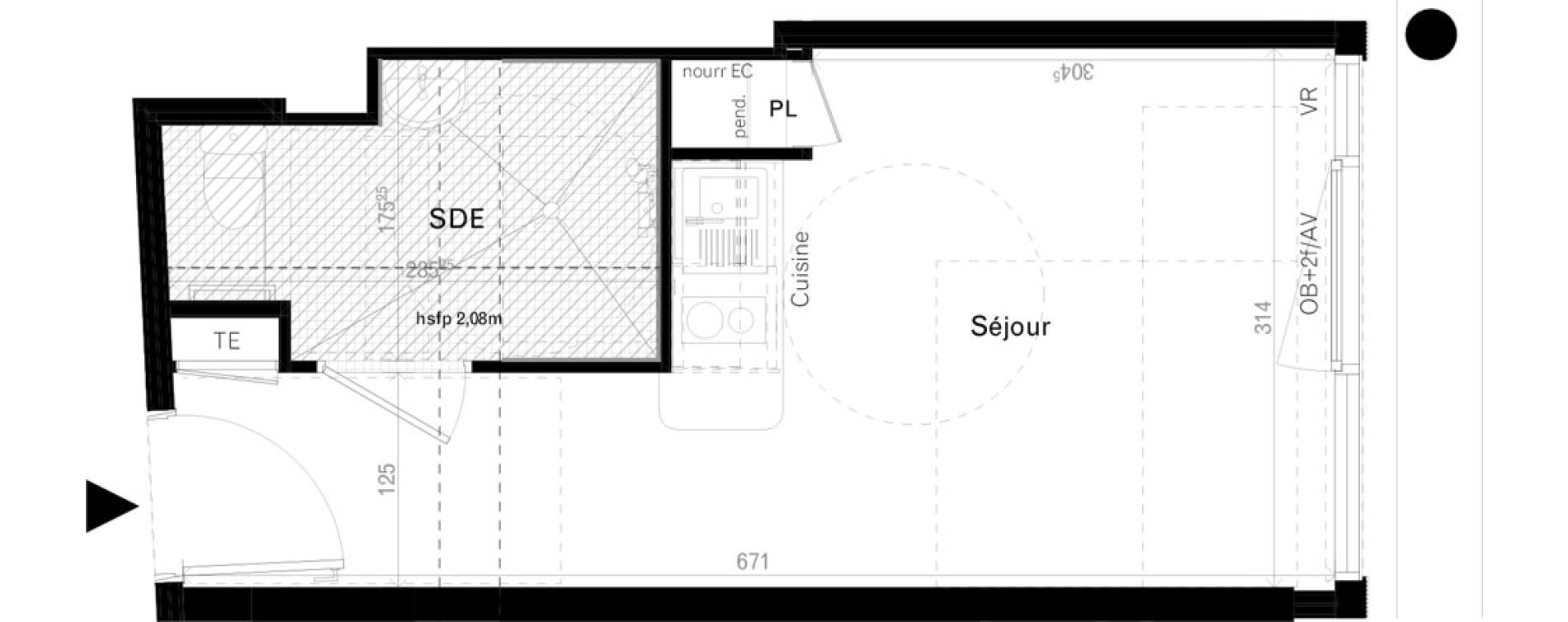 Appartement T1 de 20,00 m2 &agrave; Rennes Cleunay