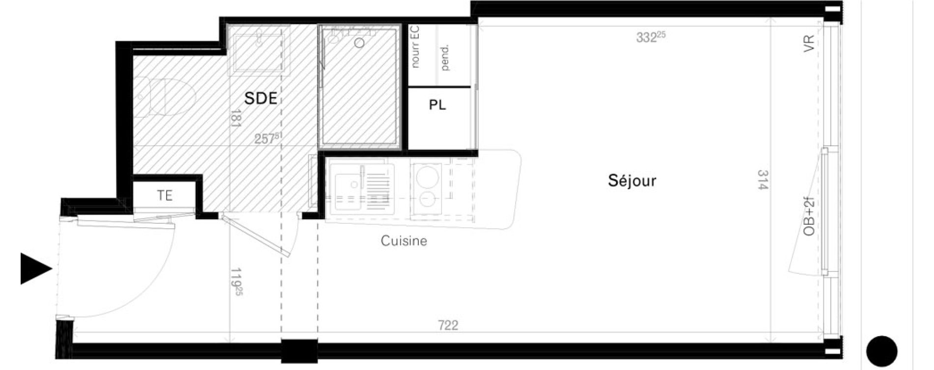 Appartement T1 de 20,50 m2 &agrave; Rennes Cleunay