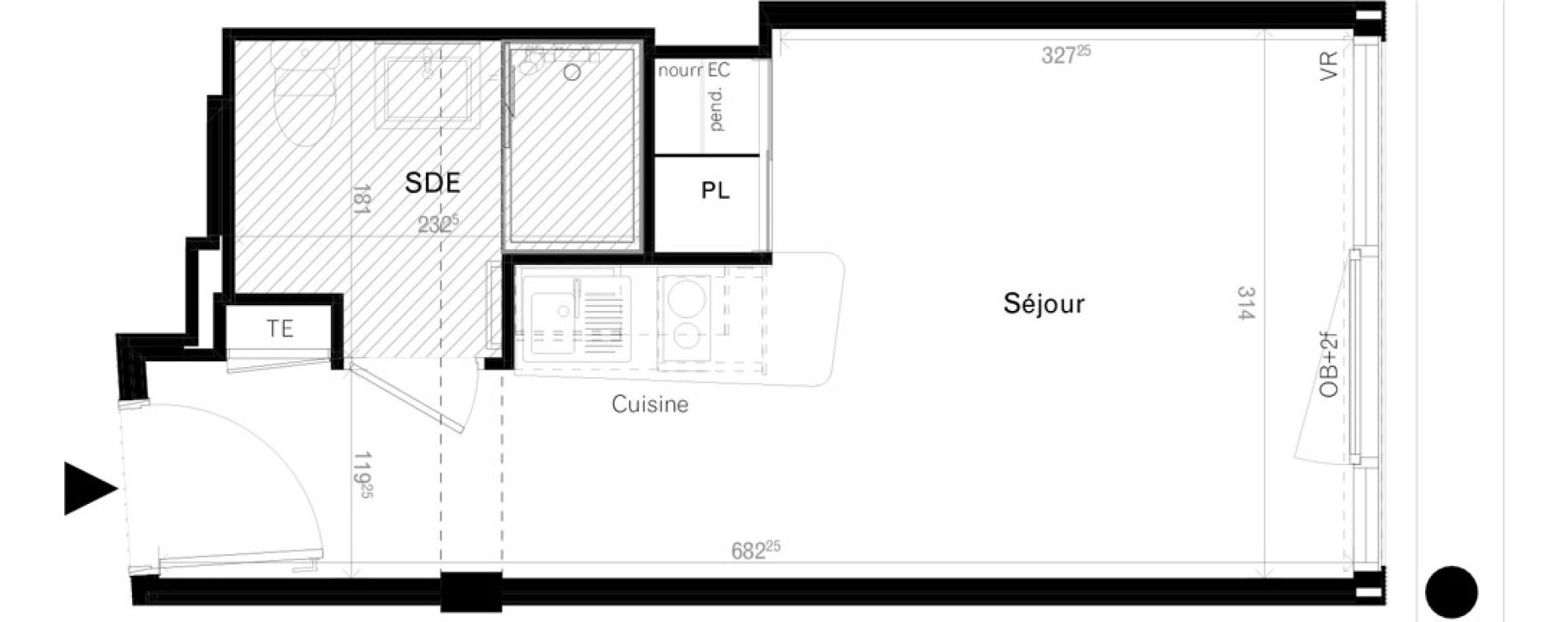 Appartement T1 de 19,90 m2 &agrave; Rennes Cleunay