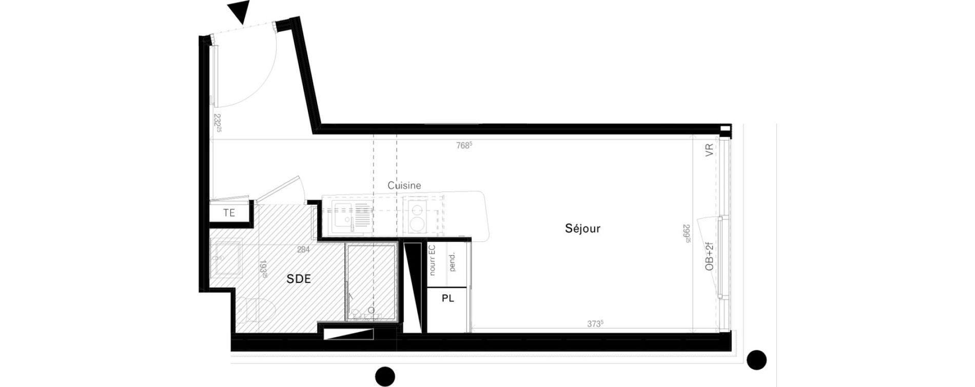 Appartement T1 de 23,50 m2 &agrave; Rennes Cleunay