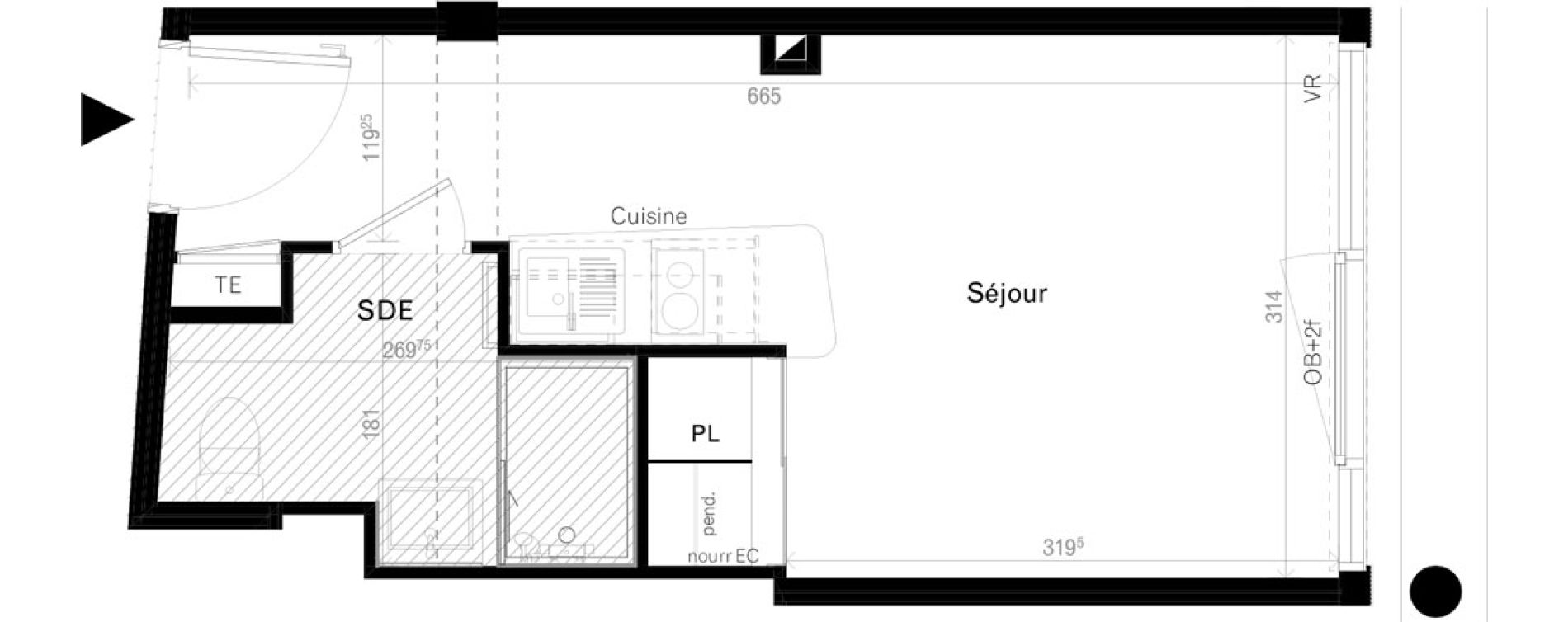 Appartement T1 de 19,80 m2 &agrave; Rennes Cleunay