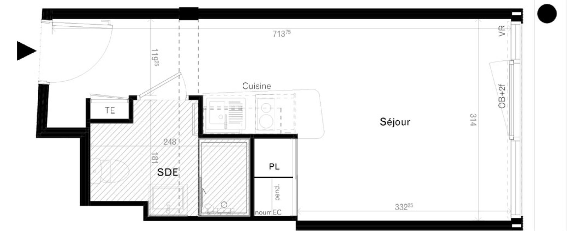 Appartement T1 de 20,70 m2 &agrave; Rennes Cleunay