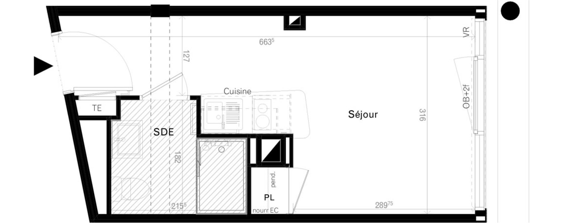 Appartement T1 de 18,50 m2 &agrave; Rennes Cleunay