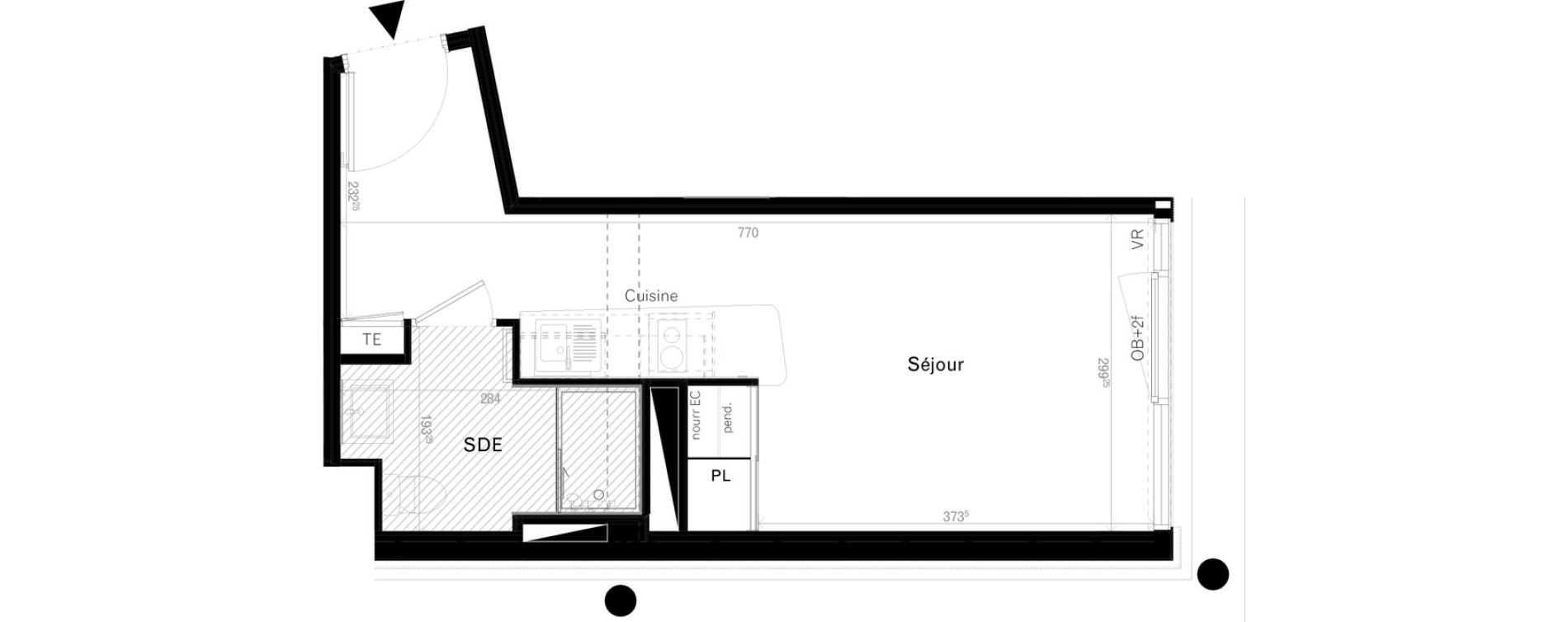 Appartement T1 de 23,50 m2 &agrave; Rennes Cleunay