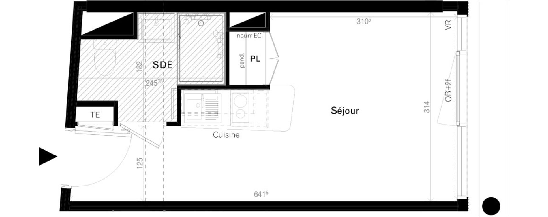 Appartement T1 de 18,70 m2 &agrave; Rennes Cleunay
